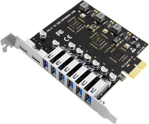 Ubit 8-Port PCIe USB Expansion Card | 6X USB 3.0 + 2X Type-C | Dual NEC Chipset with 3-Stage Independent Power Module (No External Power Needed) Compatible with Windows. in Saudi Arabia