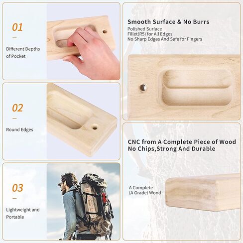 Two Stones Portable Fingerboard as Rock Climbing Training Boards with Edges and Pockets, Portable Climbing Hangboard as Rock Climbing Finger Strengthener Training Indoor and Outdoor in Kuwait