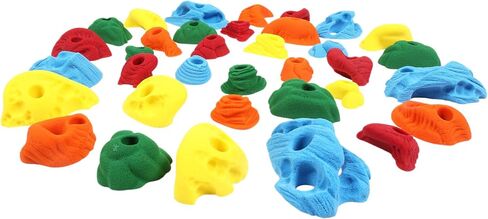 Atomik Rock Climbing Holds Set of 35 Bolt-On Rock-Like Pinches, Pockets, Slopers, Jugs, and Footholds in Assorted Bright Tones in Saudi Arabia