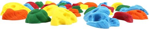 Atomik Rock Climbing Holds Set of 35 Bolt-On Rock-Like Pinches, Pockets, Slopers, Jugs, and Footholds in Assorted Bright Tones in Saudi Arabia