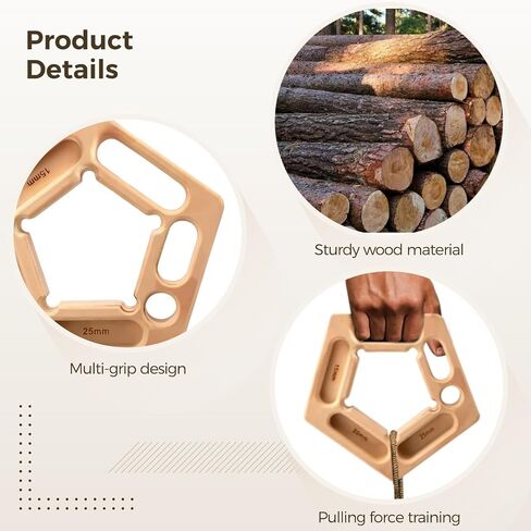 2 Pcs Climbing Holds Made of Wood, Multi-Functional 7-in-1 Grip Boards, Training Adjustable Hand Grips for Pull-Up & Grip, Mounting Ropes Included, Great for Workouts Indoors and Outdoors in Saudi Arabia