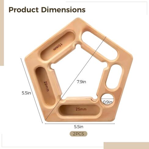 2 Pcs Climbing Holds Made of Wood, Multi-Functional 7-in-1 Grip Boards, Training Adjustable Hand Grips for Pull-Up & Grip, Mounting Ropes Included, Great for Workouts Indoors and Outdoors in Saudi Arabia
