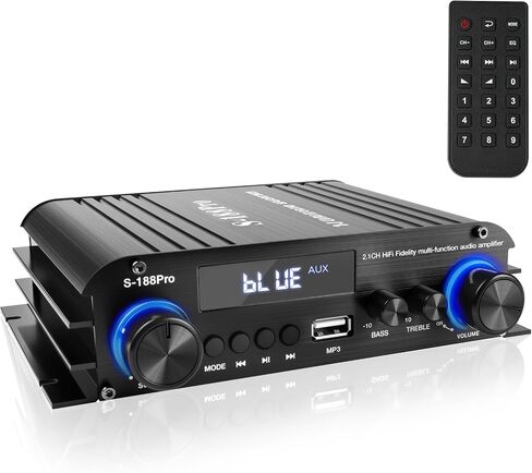 Romicta 2.1 Channel Stereo Audio Amplifier, 300Wx2+360W Home Audio Stereo Receiver Bluetooth 5.0 with USB/AUX, Remote, Bass Treble & Sub Control, for Active/Passive Subwoofer & Speaker in Saudi Arabia