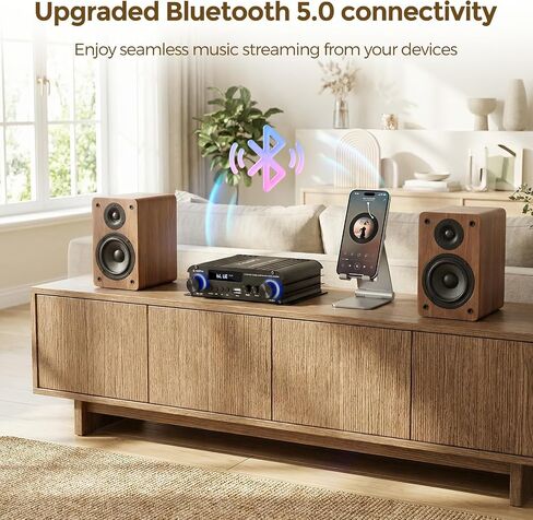 Romicta 2.1 Channel Stereo Audio Amplifier, 300Wx2+360W Home Audio Stereo Receiver Bluetooth 5.0 with USB/AUX, Remote, Bass Treble & Sub Control, for Active/Passive Subwoofer & Speaker in Saudi Arabia
