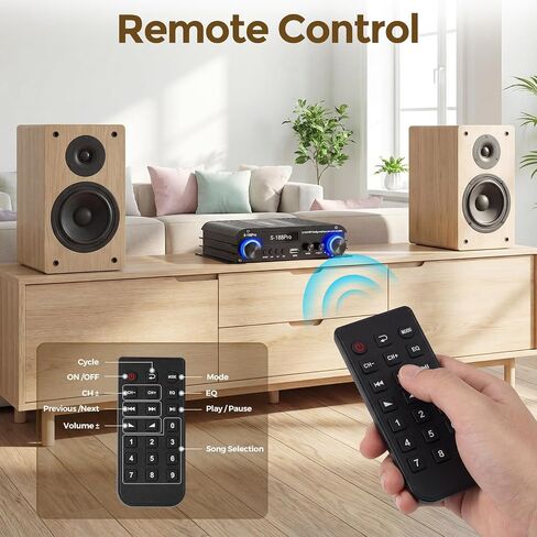 Romicta 2.1 Channel Stereo Audio Amplifier, 300Wx2+360W Home Audio Stereo Receiver Bluetooth 5.0 with USB/AUX, Remote, Bass Treble & Sub Control, for Active/Passive Subwoofer & Speaker in Saudi Arabia