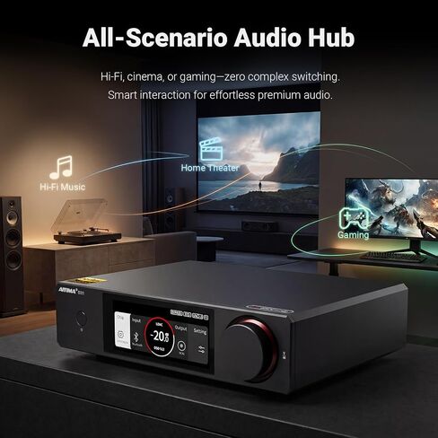 AIYIMA D20 Balanced Audio DAC,Dual ES9039Q2M AK4493S Pure Desktop Decoder | Pre-amplifier with XMOS XU316,Bluetooth LDAC,Dual Optical /RCA Port & ARC & VU Meter.Supports UAC 1.0 Gaming for PS5 & Switch in Saudi Arabia