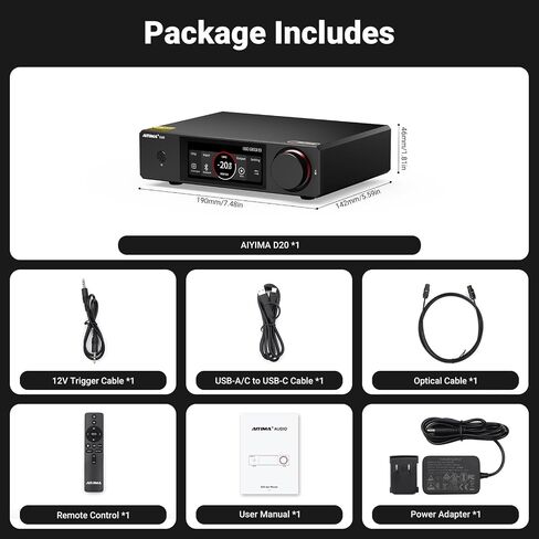 AIYIMA D20 Balanced Audio DAC,Dual ES9039Q2M AK4493S Pure Desktop Decoder | Pre-amplifier with XMOS XU316,Bluetooth LDAC,Dual Optical /RCA Port & ARC & VU Meter.Supports UAC 1.0 Gaming for PS5 & Switch in Saudi Arabia