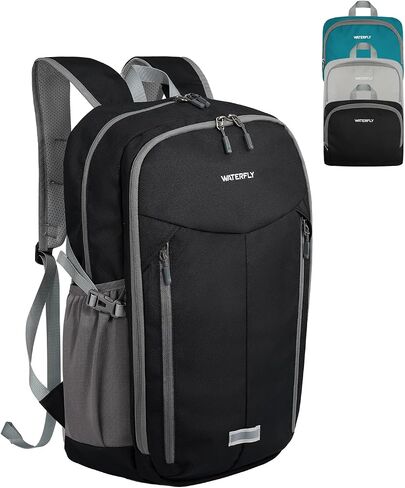 WATERFLY Lightweight Packable Backpack, 25L Small Foldable Travel Daypack | Large Opening Pocket with Luggage Strap, Breathable Back Pad, Easy to Fold, Compact Day Pack for Hiking Outdoor in Saudi Arabia
