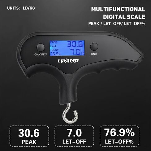 LWANO Digital Bow Scale, 110lbs/50kg Archery Compound Bow Scale | Peak/Hold/Let-Off Function, Aluminum, Up to 110lbs/50kg in Saudi Arabia