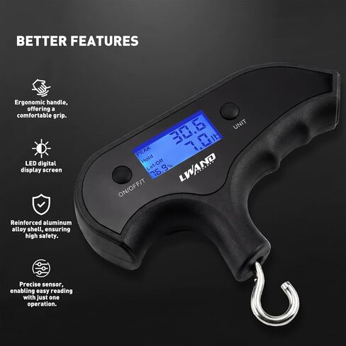 LWANO Digital Bow Scale, 110lbs/50kg Archery Compound Bow Scale | Peak/Hold/Let-Off Function, Aluminum, Up to 110lbs/50kg in Saudi Arabia