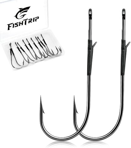 FishTrip 30Pcs Baitholder Worm Hooks, 3X Long Shank Hook for Bass Fishing in Saudi Arabia