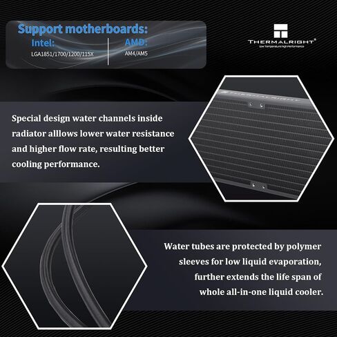 Thermalright Frozen Edge 240 Black CPU Water Cooler with PWM Fans, Pump Speed is 2800RPM,S-FDB Bearing, for AMD AM4/AM5,Intel LGA1150/1155/1200/1700/1851(FE240 Black) in Kuwait