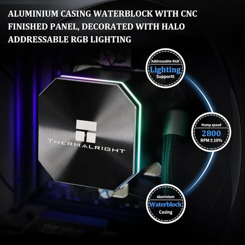 Thermalright Frozen Edge 240 Black CPU Water Cooler with PWM Fans, Pump Speed is 2800RPM,S-FDB Bearing, for AMD AM4/AM5,Intel LGA1150/1155/1200/1700/1851(FE240 Black) in Kuwait