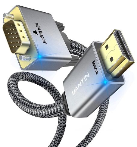 UANTIN HDMI to VGA Cable Adapter 3FT |Anti-Interference Gold-Plated Plugs| 1080P Aluminum HDMI Source to VGA Display Braided Cord (Male to Male) for PC,Laptop,Xbox,Graphics Card,Monitor More in Kuwait