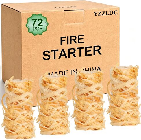 72PCS Fire Starter for Fireplace, Waterproof - Natural Fire Starters, for BBQ, Pizza Oven, Fire-Pit, Campfires, Camping Charcoal Starter, Quick Light Wood Charcoal Firestarter in Kuwait