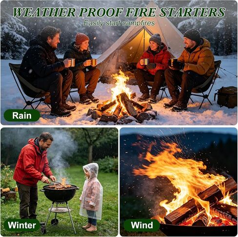72PCS Fire Starter for Fireplace, Waterproof - Natural Fire Starters, for BBQ, Pizza Oven, Fire-Pit, Campfires, Camping Charcoal Starter, Quick Light Wood Charcoal Firestarter in Kuwait
