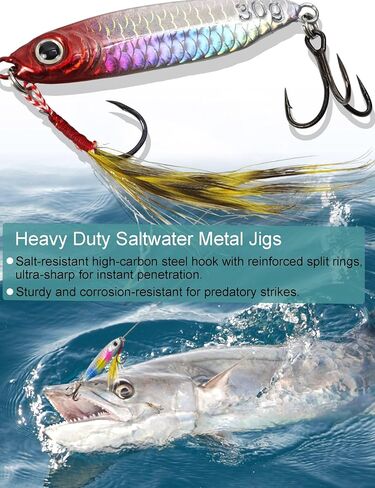 Avlcoaky Metal Fishing Jigs Saltwater Fishing Lure 30g Jigs 1.1oz Vertical Jigging Lure 8 Pack Sinking Fishing Spoon Lure Casting Jig Vertical Jigging Spoon Lures for Bass, Trout, Salmon, Tuna in Saudi Arabia