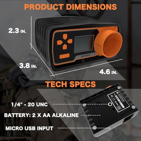 Chronograph AC5000 Shooting Measurement Chrono Speed Tester for Airsoft | Clear 128x64 LCD & 4-way button. Quick ammo setup. Durable IR calibration. in Saudi Arabia