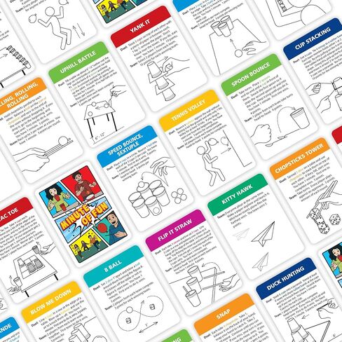 Funwares Original 237 دقيقة من الألعاب الممتعة - دقيقة للفوز بحفلة عائلية وسفر للأطفال والكبار، 2-12 لاعبًا! جاهز للعب مباشرة خارج الصندوق! | Minute to Win It Style، 9 فئات للمهارات، جميع المستلزمات متضمنة، ألعاب مدتها 60 ثانية للأطفال والمراهقين والأطفال in Kuwait