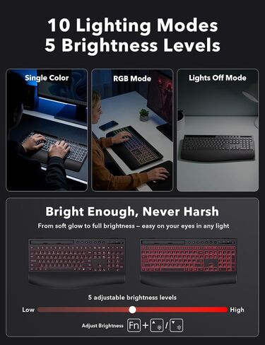 Trueque Wireless Keyboard and Mouse Combo, 4000mAh Battery, Wrist Rest | Rechargeable, 15 Backlit Effects, Full Size, Phone Holder, Quiet Typing, 2.4GHz Wireless, USB-A & C Connectivity for Windows in Saudi Arabia