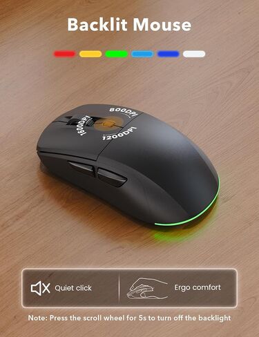 Trueque Wireless Keyboard and Mouse Combo, 4000mAh Battery, Wrist Rest | Rechargeable, 15 Backlit Effects, Full Size, Phone Holder, Quiet Typing, 2.4GHz Wireless, USB-A & C Connectivity for Windows in Saudi Arabia