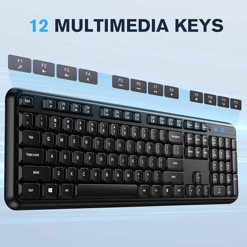 Hamile Full Size Wireless Keyboard and Mouse Combo Silent for Office Home | 2.4GHz Lag-Free, Adjustable 1600 DPI Optical Mouse, Numpad Keyboard, Type-C Adapter, for Computer, Laptop, Winodws, PC in Saudi Arabia