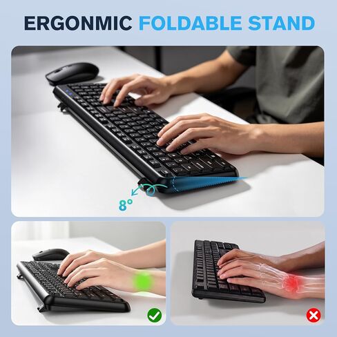 Hamile Full Size Wireless Keyboard and Mouse Combo Silent for Office Home | 2.4GHz Lag-Free, Adjustable 1600 DPI Optical Mouse, Numpad Keyboard, Type-C Adapter, for Computer, Laptop, Winodws, PC in Saudi Arabia