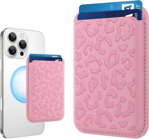 Compatible with MagSafe Wallet, Leather TPU Protective, Hot Pink | for Women Girls, Stronger Magnetic Card Holder Phone Wallet Designed for iPhone 17/16/15/14/13/12 Series, Fit 2 Cards in Kuwait