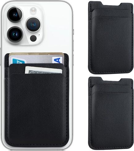 Fulgamo Phone Wallet Stick on,Card Holder for Phone Case,Phone Card Holder | 2Pack,Leather,Self Adhesive Sticker,Double Pocket,Sticky,Back of Cell Phone,Credit ID Card Pouch,For iPhone Samsung Galaxy in Saudi Arabia