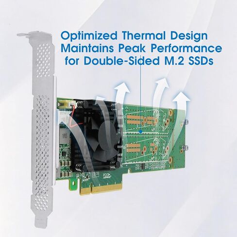 PCIe 3.0 x8 to 2/4 Port M.2 NVMe Switch Adapter Card, 64GB/s Bandwidth M Key NGFF SSD Expansion Card Support 2242/2260/2280/22110 NVMe SSD in Saudi Arabia