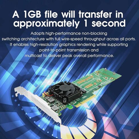 PCIe 3.0 x8 to 2/4 Port M.2 NVMe Switch Adapter Card, 64GB/s Bandwidth M Key NGFF SSD Expansion Card Support 2242/2260/2280/22110 NVMe SSD in Saudi Arabia