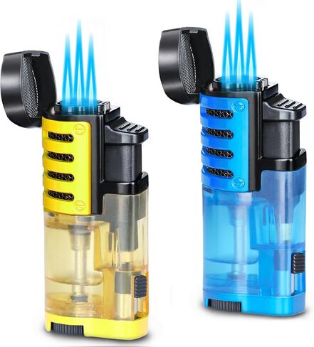 Zoocura Torch Lighter 2 Pack Triple Jet Flame Butane Torch Lighters Refillable Butane Gas Lighters Windproof Adjustable 3 Flame Lighter for Christmas (Without Gas) in Kuwait