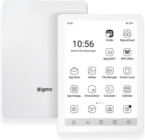 Bigme B6 6" E-Ink E-Reader, 2GB+32GB, Android 14, Front Light, White | 300PPI HD Display, Android 14 Open System, 36-Level Front Light,Up to 1TB Expandable Storage, 6.98mm Ultra-Thin Body in Saudi Arabia
