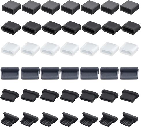 36 PCS 6 Types USB Anti Dust Cover Plugs, USB Type-C Dust Stopper, Silicone Soft Micro USB Cap Port Protector, Anti Dust Cover Protector Plugs Cap for USB A, Micro USB, Type C Ports (36PCS) in Kuwait