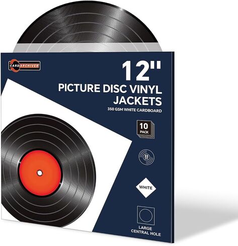 12" Black Vinyl Record Jackets, No Center Hole, 350gsm, 20 Pack | Thick cardboard sleeves, Blank LP covers for 33 RPM records, Sturdy storage & protection, Fits standard 12" vinyl in Saudi Arabia