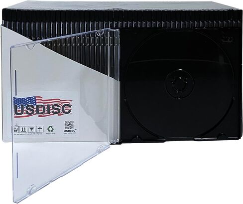 USDISC CD Jewel Cases Slimline 5.2mm, Single 1 Disc, Black, Pack of 50 in Saudi Arabia