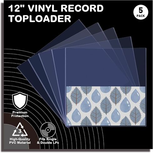 Vinyl Record Toploader, 7mm(1/4") Rigid PVC for 12" LPs, 5PCS | Clear rigid PVC, fits 12" LP albums, storage & display, dust & scratch resistant, for inner sleeves in Saudi Arabia