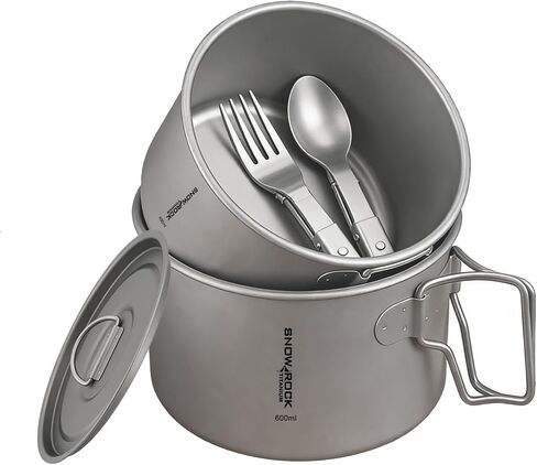 SNOW ROCK Titanium Cooking Tableware Bowl with Lid for Outdoor Camping Hiking Picnic Ultralight Nesting Backpacking Bowl(600ml+1000ml) in Saudi Arabia