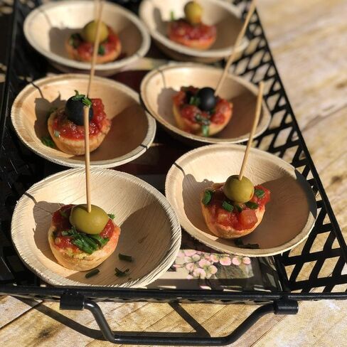 Raj Disposable Bamboo Bowls (100 Count, 4" Bowls) Strong Bowl Bamboo Party Bowl - Decorative Compostable Tableware for Lunch, Dinner, Birthday, Camping, Outdoor, Picnic, Parties in Saudi Arabia