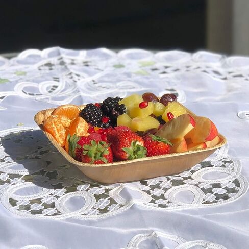 Raj Bamboo Bulk Bowls 7" 200 Square Bowl Bamboo Bowls Disposable, Decorative Compostable Tableware for wedding, Lunch, Dinner, Birthday, Camping, Outdoor BBQ, Picnic in Saudi Arabia