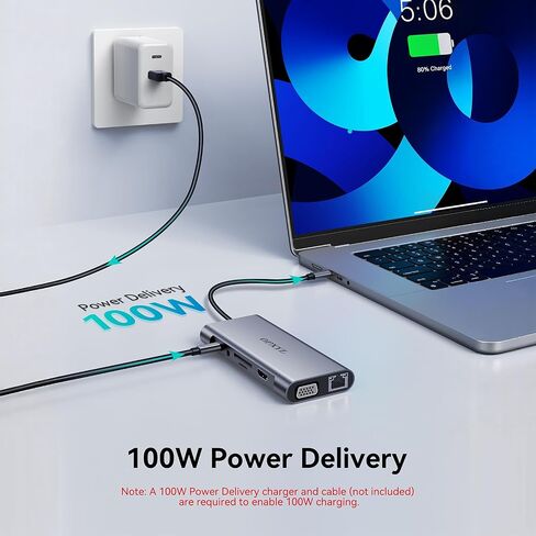OPXYL 11-in-1 USB C Hub Multiport Adapter, USB C Docking Station with 4K HDMI, VGA 1080P, 100W PD, Ethernet, SD/TF, Audio, USB 3.0 Port, Laptop Dock for MacBook Pro/Air, iPad, Windows in Saudi Arabia