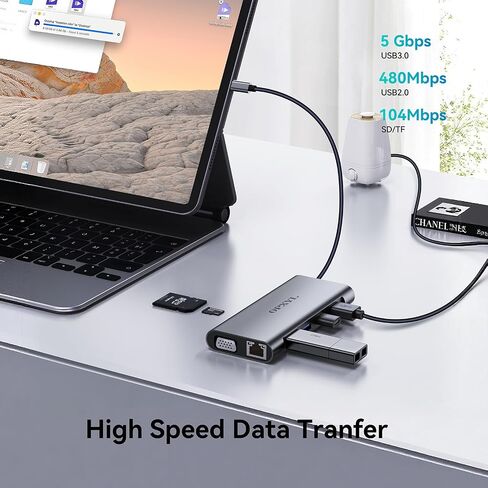 OPXYL 11-in-1 USB C Hub Multiport Adapter, USB C Docking Station with 4K HDMI, VGA 1080P, 100W PD, Ethernet, SD/TF, Audio, USB 3.0 Port, Laptop Dock for MacBook Pro/Air, iPad, Windows in Saudi Arabia