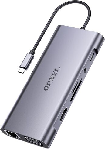 OPXYL 11-in-1 USB C Hub Multiport Adapter, USB C Docking Station with 4K HDMI, VGA 1080P, 100W PD, Ethernet, SD/TF, Audio, USB 3.0 Port, Laptop Dock for MacBook Pro/Air, iPad, Windows in Saudi Arabia