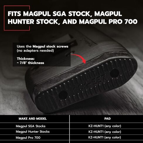 KICK-EEZ® Pre-fit Stock Recoil Pad - Works with Magpul SGA/Hunter - Made in USA in Saudi Arabia