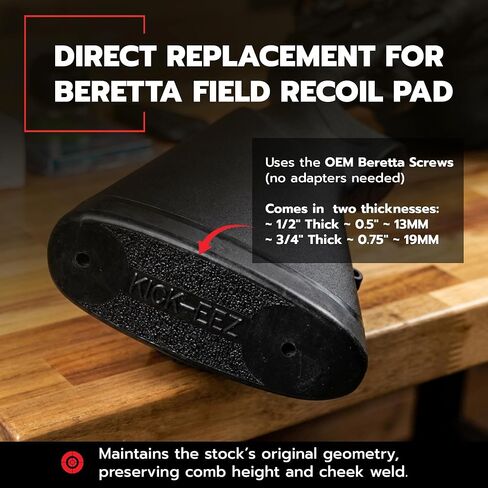 KICK-EEZ Beretta Field Replacement Recoil Pad | Up to 94% Recoil Reduction | Sorbothane Shotgun Pad | Direct Fit for E73004/E73005/E73006/E73028 in Saudi Arabia