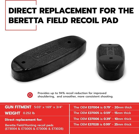 KICK-EEZ Beretta Field Replacement Recoil Pad | Up to 94% Recoil Reduction | Sorbothane Shotgun Pad | Direct Fit for E73004/E73005/E73006/E73028 in Saudi Arabia