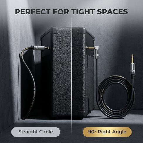 1/4" TS Right Angle to 1/4" TS Straight Speaker Cable, 6FT, 12AWG | OFC Shielded, For Amplifier, DJ PA Speaker in Saudi Arabia