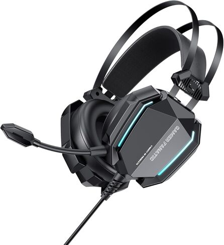 Gaming Headset, Wired, 3D Surround Sound, RGB Light | Memory Foam Earmuffs, USB and 3.5mm for PC and Console, Headphones Wired Gaming in Kuwait