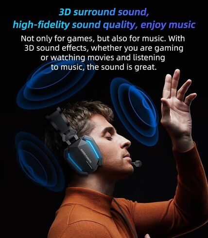 Gaming Headset, Wired, 3D Surround Sound, RGB Light | Memory Foam Earmuffs, USB and 3.5mm for PC and Console, Headphones Wired Gaming in Kuwait