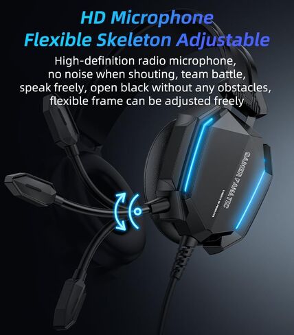 Gaming Headset, Wired, 3D Surround Sound, RGB Light | Memory Foam Earmuffs, USB and 3.5mm for PC and Console, Headphones Wired Gaming in Kuwait